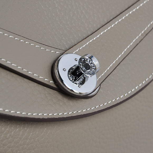 High Quality Replica Hermes Lindy 30CM Havanne Handbags 1057 Grey Leather Silver Hardware - Click Image to Close